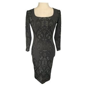 cache womens solid gray long sleeve bodycon mini dress xs